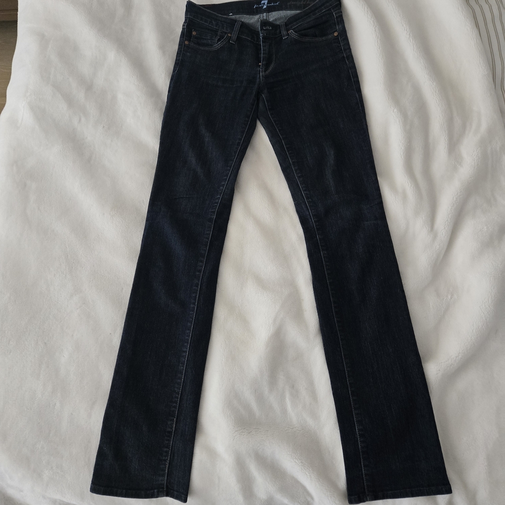7 For All Mankind Dark Blue Straight Leg Jeans
